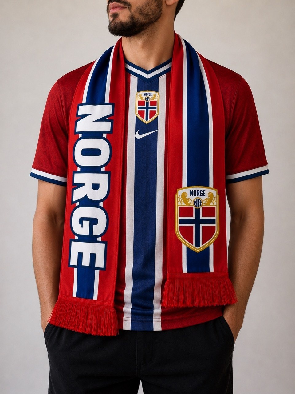 Norway Norge National Team Soccer /footballFan Scarf Red Blue White
