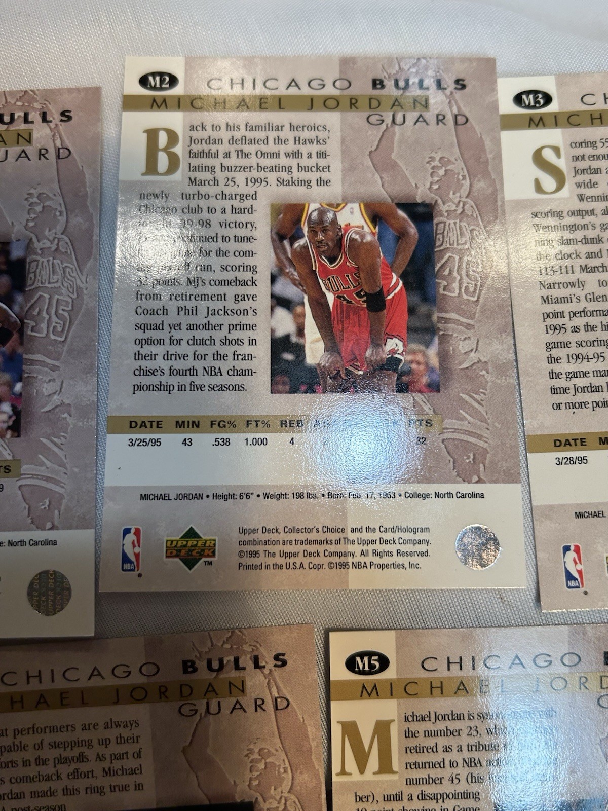 Michael Jordan 1995 Upper Deck Collectors Choice M1-M5 He’s Back Subset