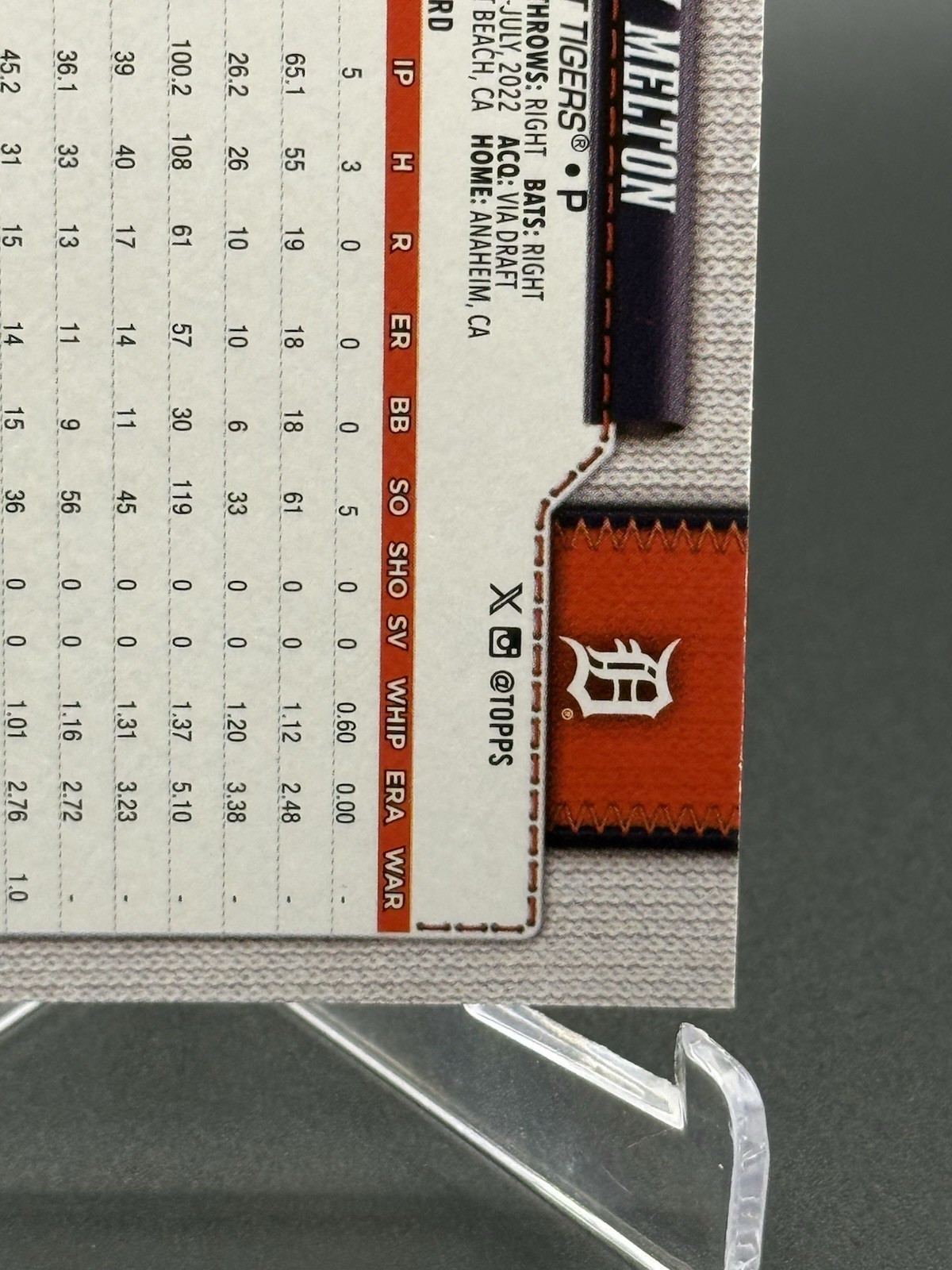 2026 Topps TROY MELTON Canvas Parallel /50 #212 (RC) – Tigers