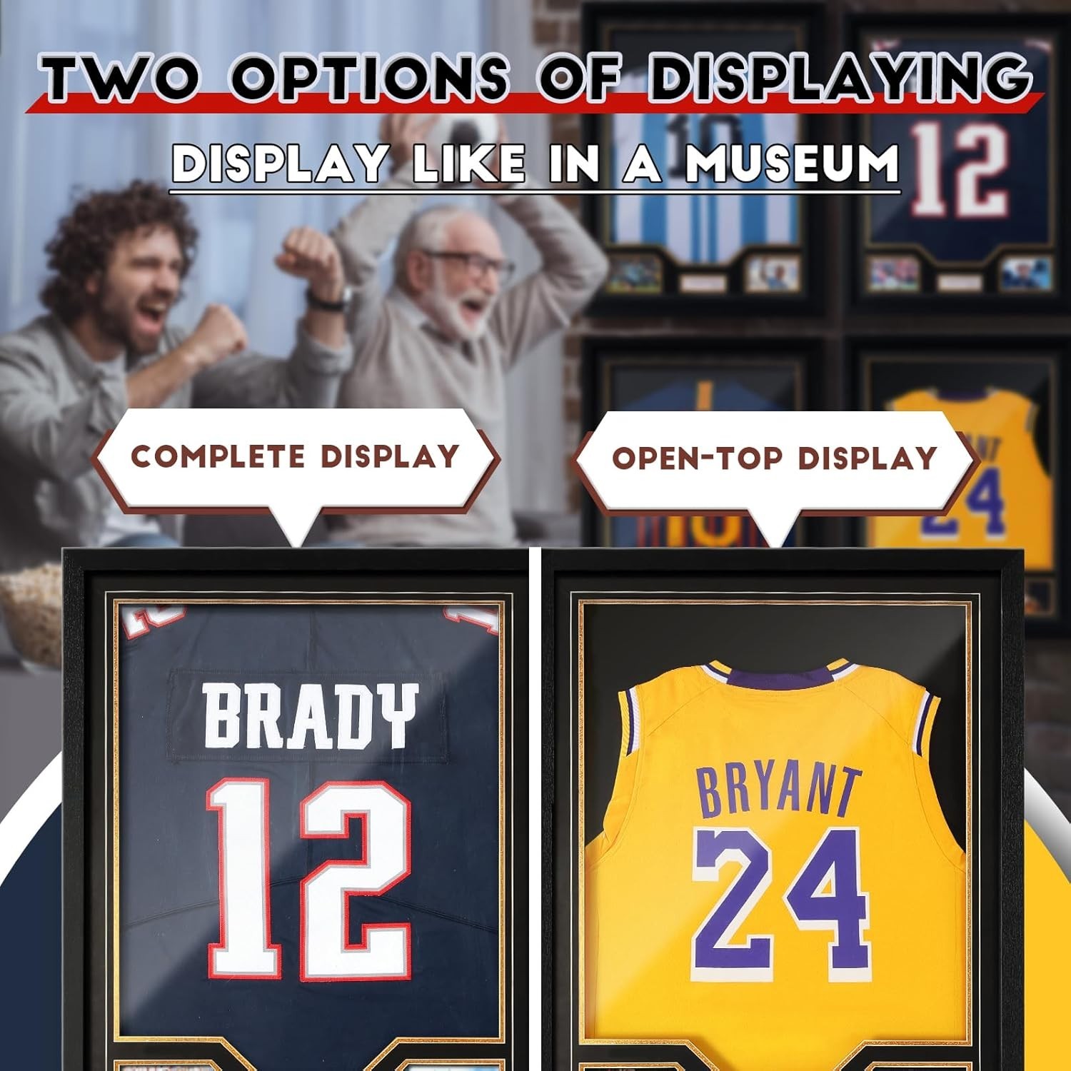 Large Sports Jersey Display Case: UV Protected Frame for Baseball & More