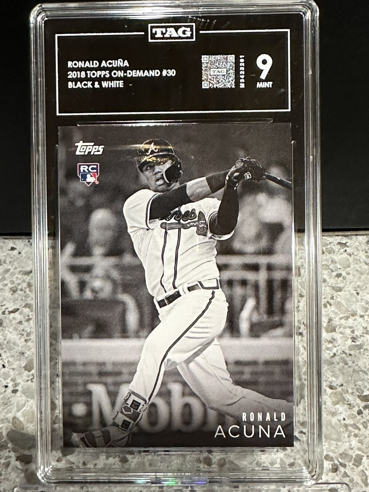 2018 Topps on Demand Black & White Ronald Acuna Jr. RC TAG 9 Mint
