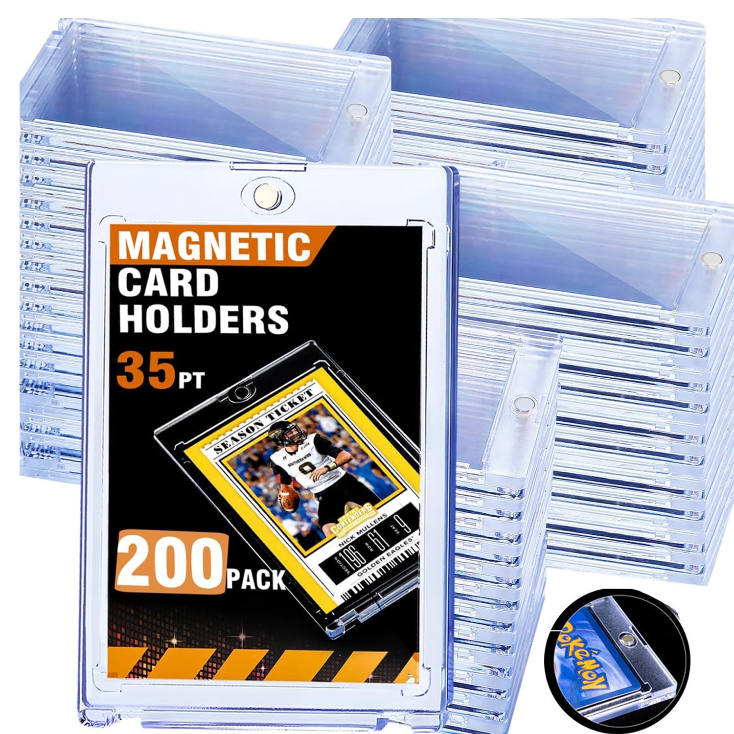 30-200 HeavyDuty Magnetic Trading Card Holders 35pt One-Touch Hard UV Protection