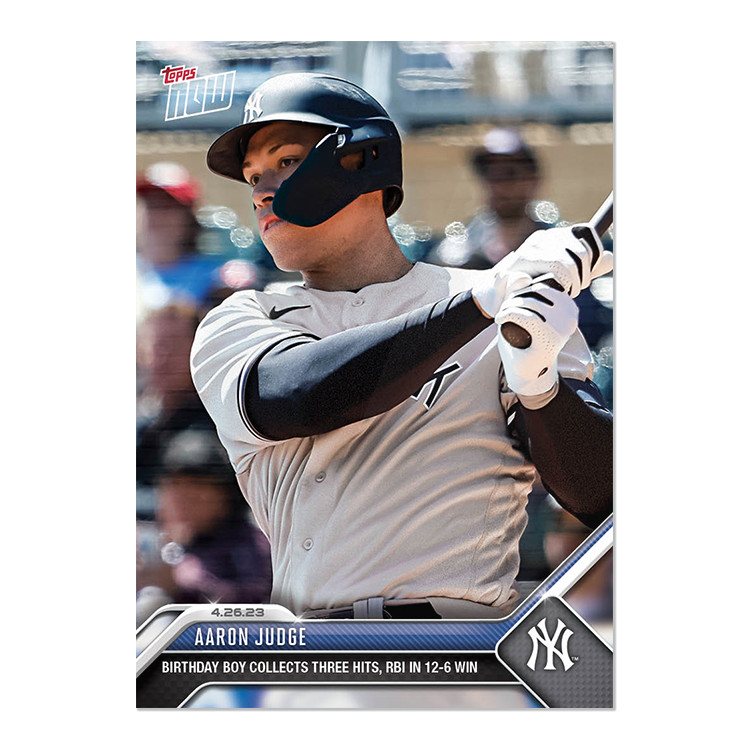 2023 Topps NOW 188 Aaron Judge- 3 Hits and RBI’s on Birthday – Free Shipping!