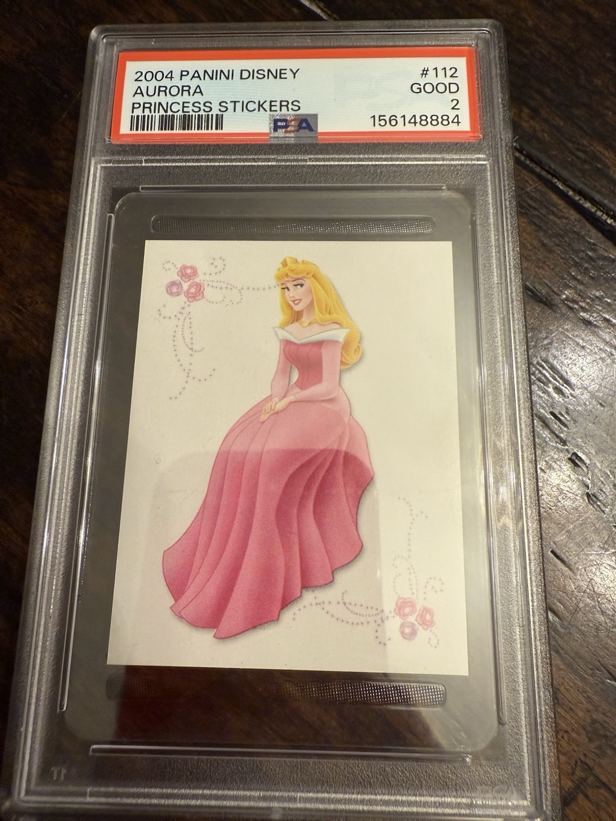 2004 Panini Disney The Princesses Pink Back #112 Aurora Sleeping Beauty PSA 2