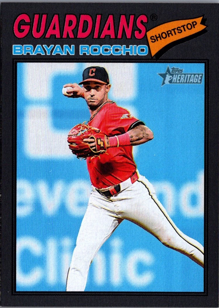 2026 Topps Heritage Dark Gray Border #368 Brayan Rocchio Cleveland Guardians