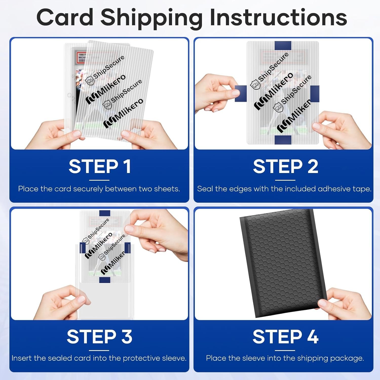 120 Pack Trading Card Shipping Protectors, 4” x 6” Plastic Card Protector w…
