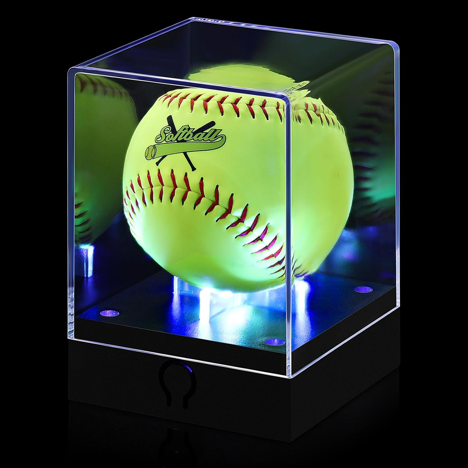 1 Pcs Softball Display Case with LED Light, Acrylic Light up Softball Display Ca