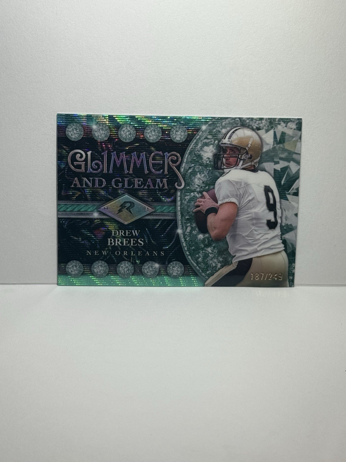 2024 Topps Resurgence – Glimmer and Gleam Drew Brees #GG-5 Aqua Surge Refractor