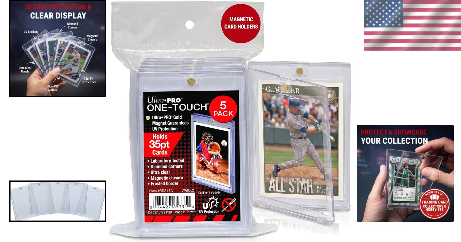 One Touch 35pt Magnetic Card Holders – Ultimate Protection & Display (5 Pack)