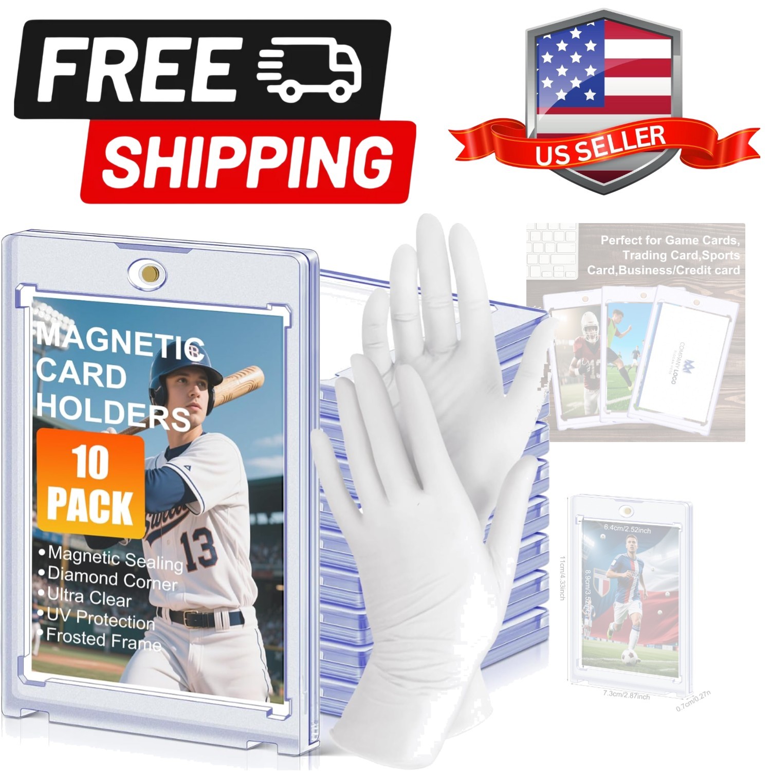 35pt Magnetic Card Holders for Trading Cards,UV Hard Plastic Sports Display C…