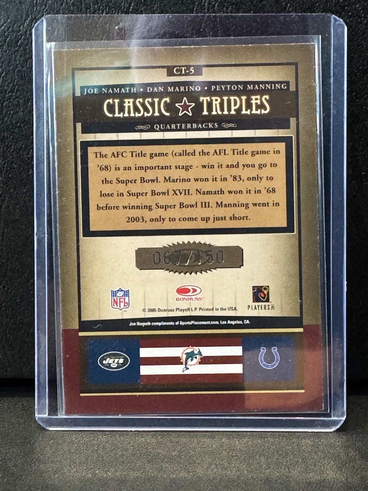 2005 Donruss Classics #CT – 5 Dan Marino 67/150