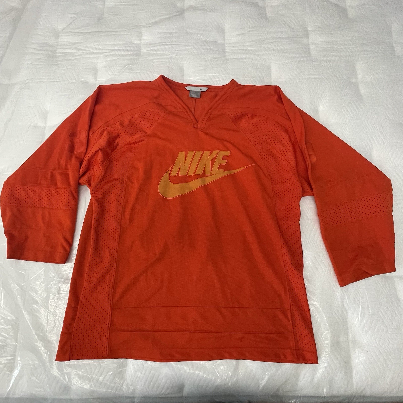Nike Jersey Vintage Orange Men’s Sz L Distressed Y2K Sports Outdoors Logo Swoosh