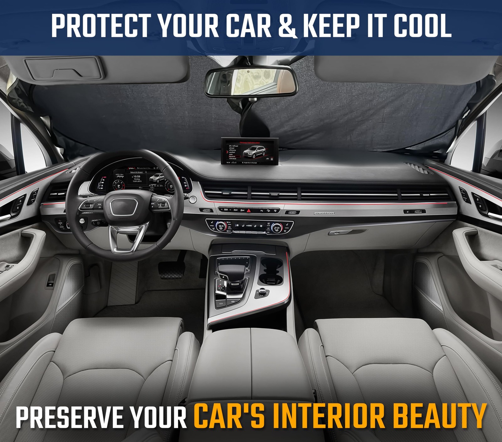 Custom Fit Windshield Sun Shade Cover UV Protection for Cars Black Silver