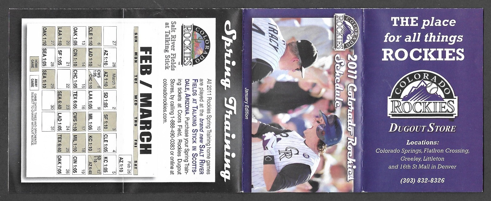 2011 January ROCKIES Spring Training & Regular Season POCKET SCHEDULE NM