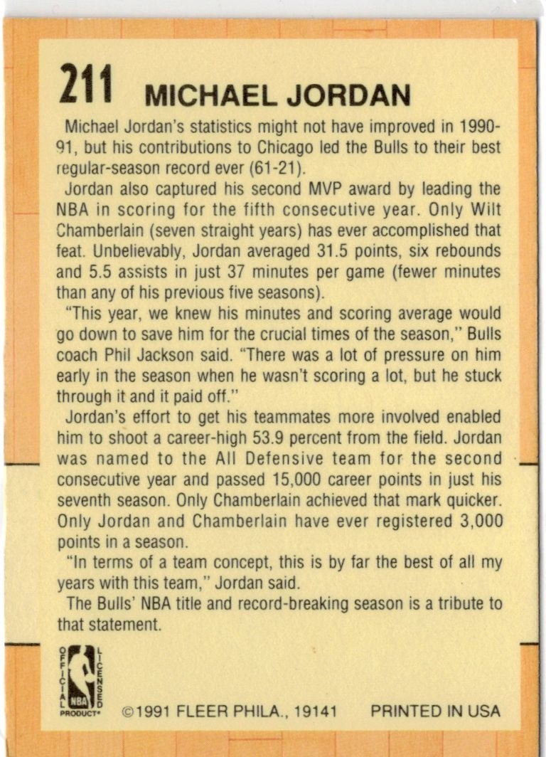 1991 Fleer All-Star Team Michael Jordan