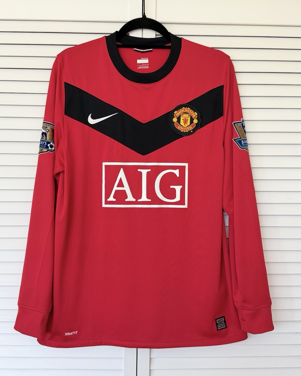 Vintage Manchester United 2009-2010 Home Soccer Longsleeve Jersey Shirt Size M