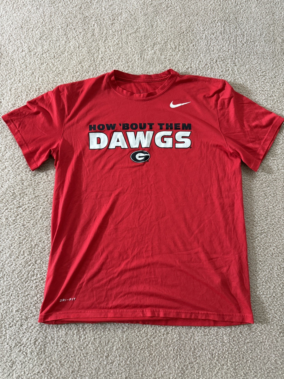 Georgia Bulldogs Nike UGA Football Shirt Mens Large (L) Red Dri Fit