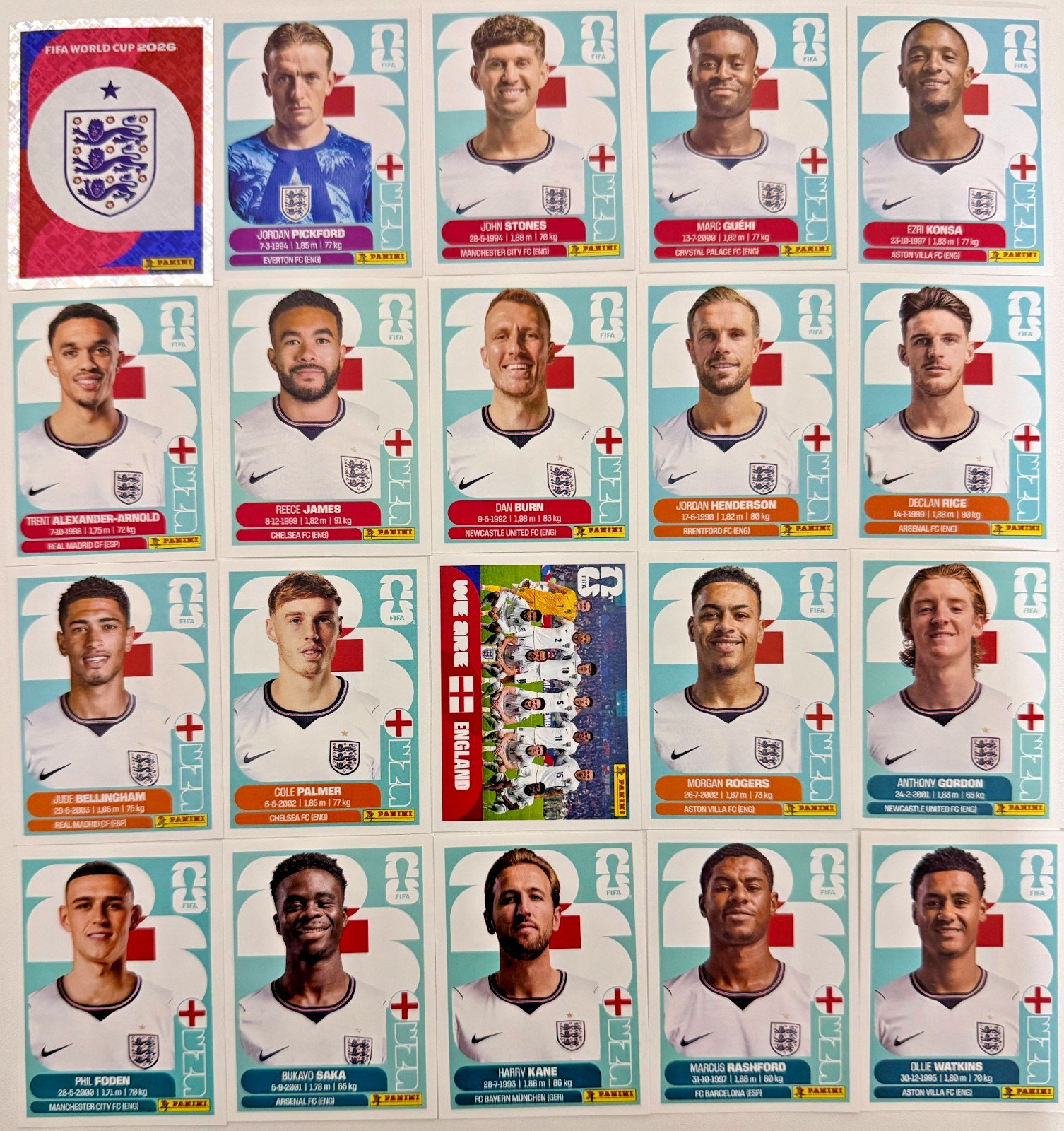 2026 Panini FIFA World Cup England Stickers Pick Your Number ENG2-ENG20