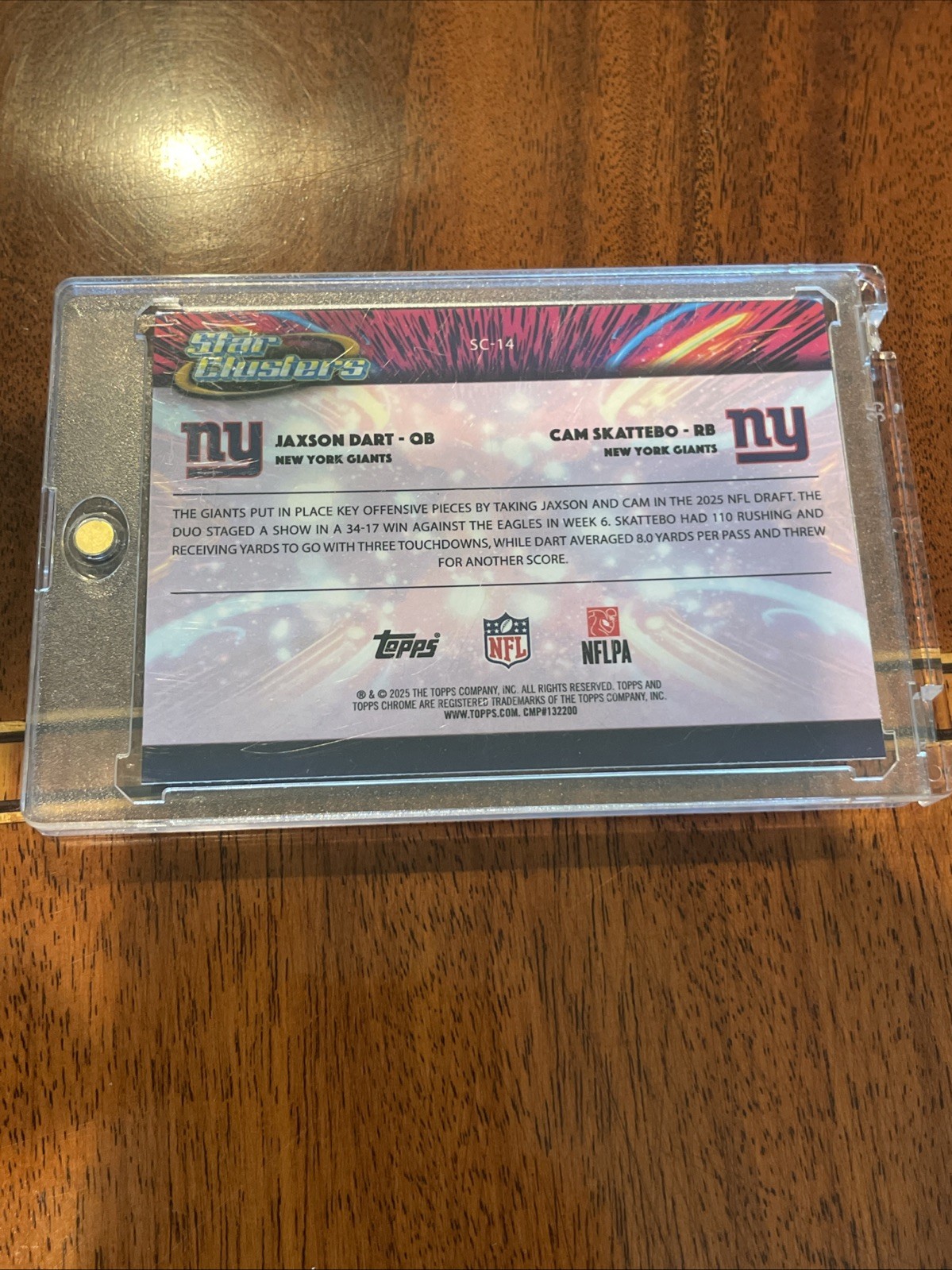 Topps Chrome Cosmic Star Clusters Jaxson Dart Cam Skattebo SC-14 Giants RC SP