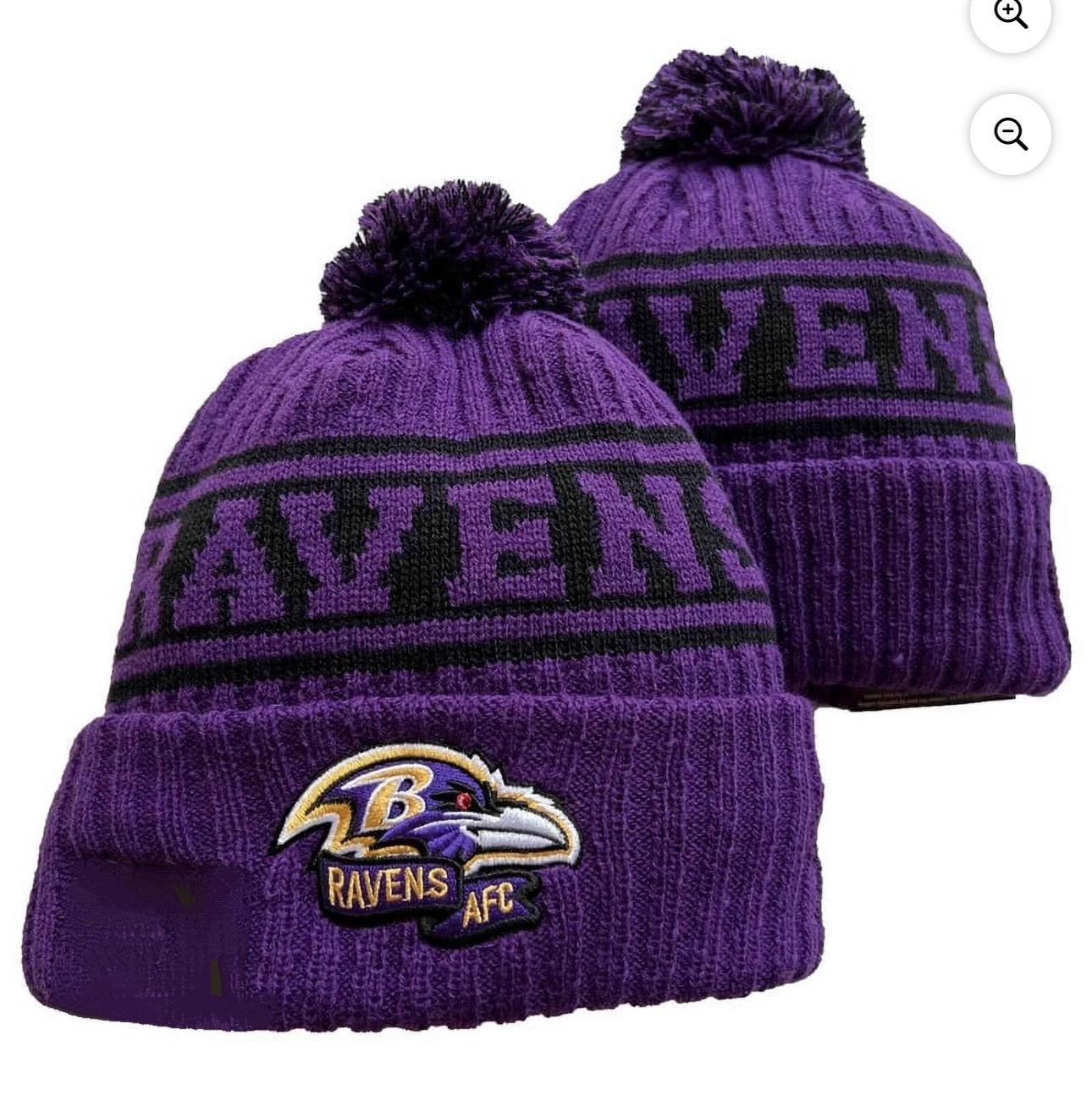 Baltimore Ravens Winter Knit Hat – Thermal Fleece Lined Pom Beanie