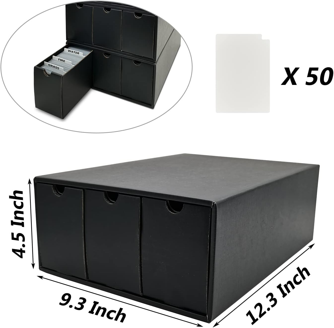 Trading Card Storage Box, Collector Cardboard Card Box with 50 Dividers for MTG