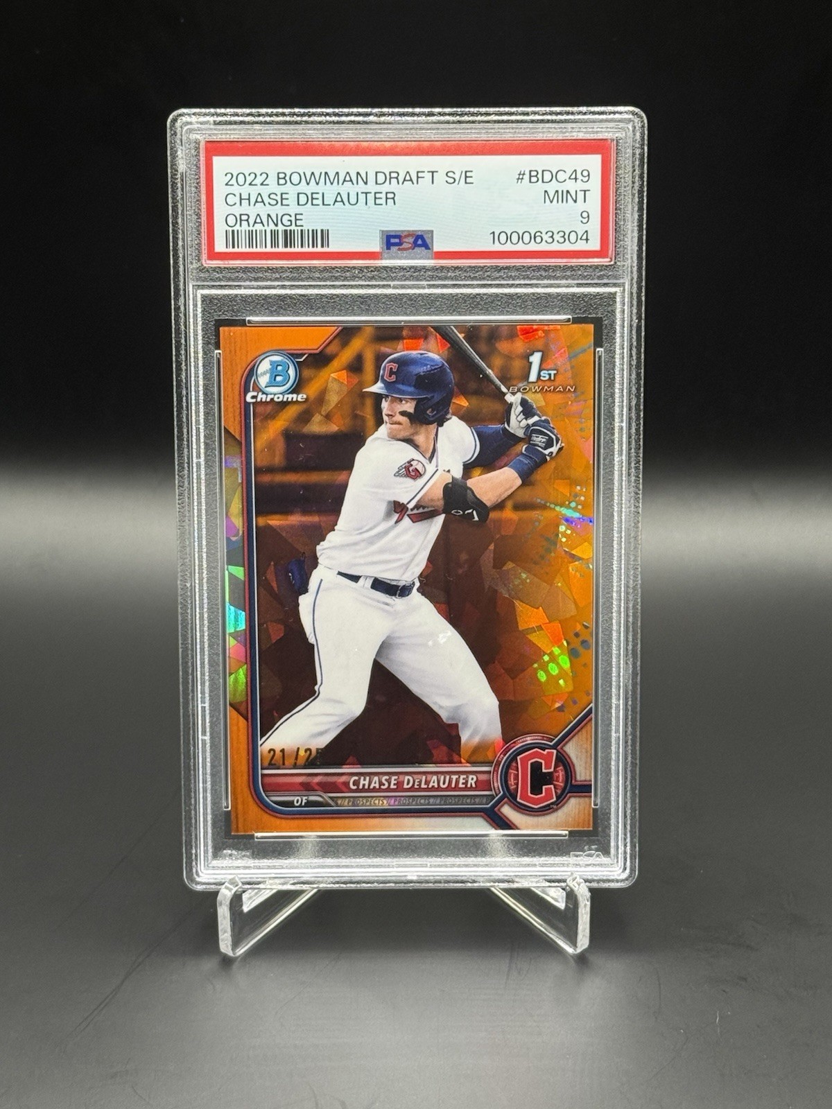 2022 Bowman Chrome Sapphire Chase DeLauter Orange /25 PSA 9