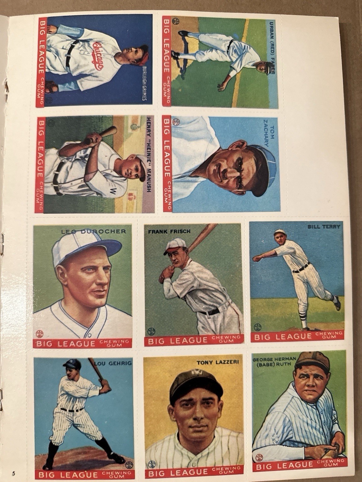 1977 Complete Set Dover Publishing Reprint 98 Baseball Cards, Book 8 Pages