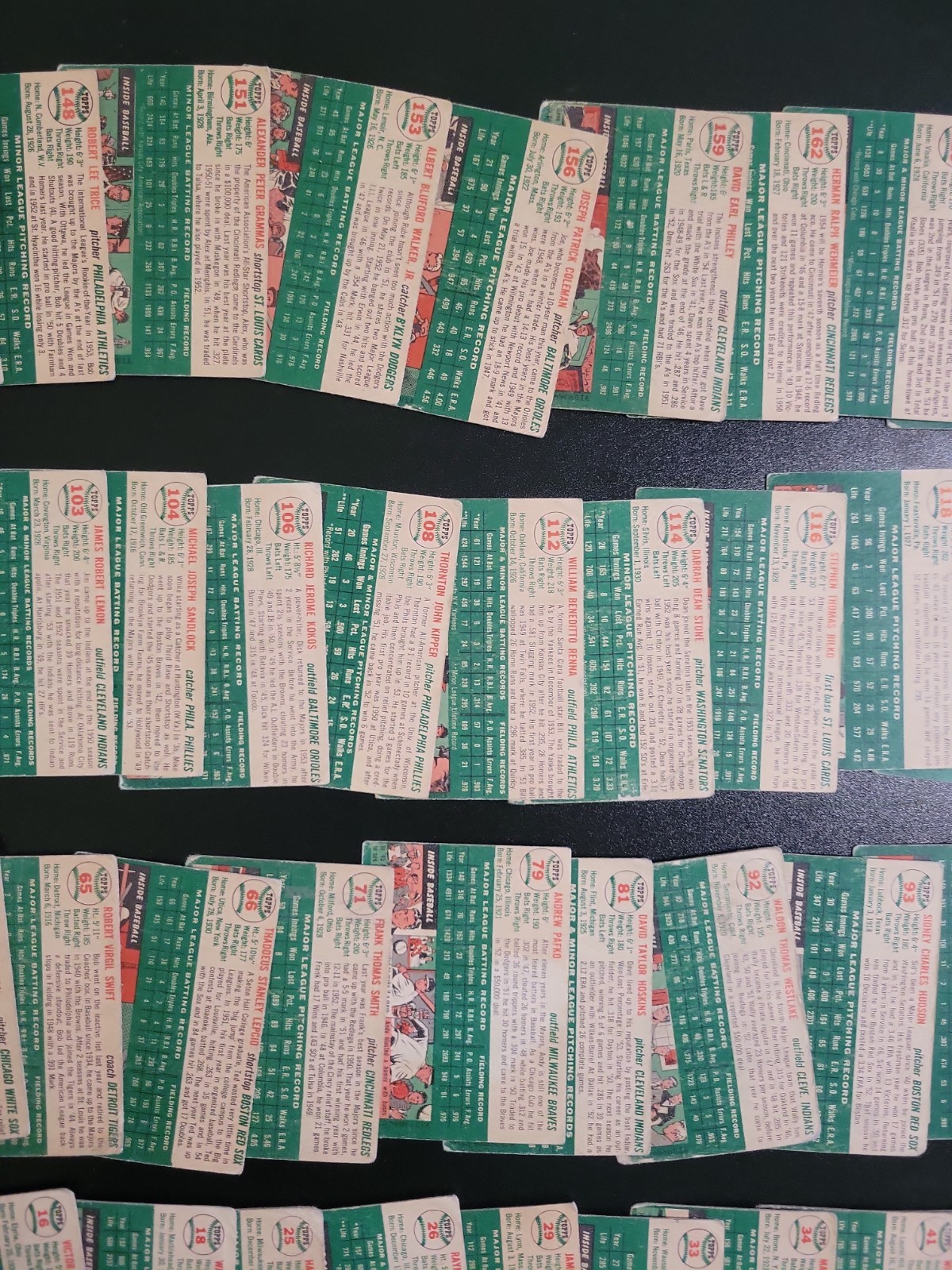 1954 Topps Baseball Card Lot – 43 Different Cards – W/ Hank Sauer and Gene Smith