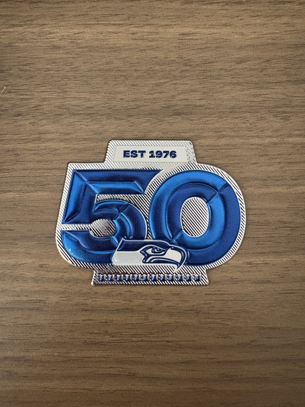 Seahawks 50th Anniversary Patch Plastic Metallic Sew On Patch (non Damaged)