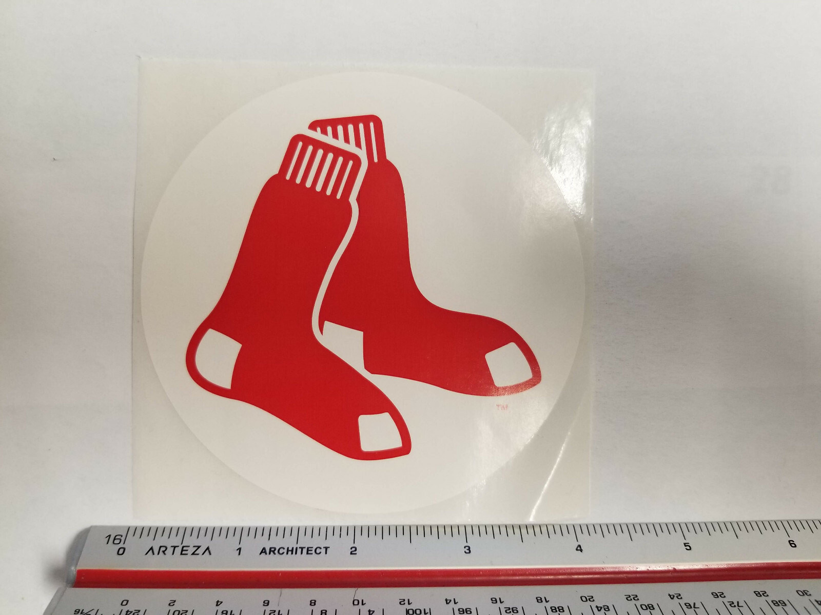 Boston Red Sox MLB White Stocking Logo 4″ Round Sticker