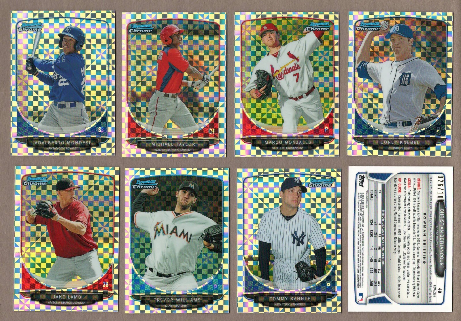 2013 Bowman Chrome Mini XFRACTOR Parallel Single Cards #/100 From Factory Set