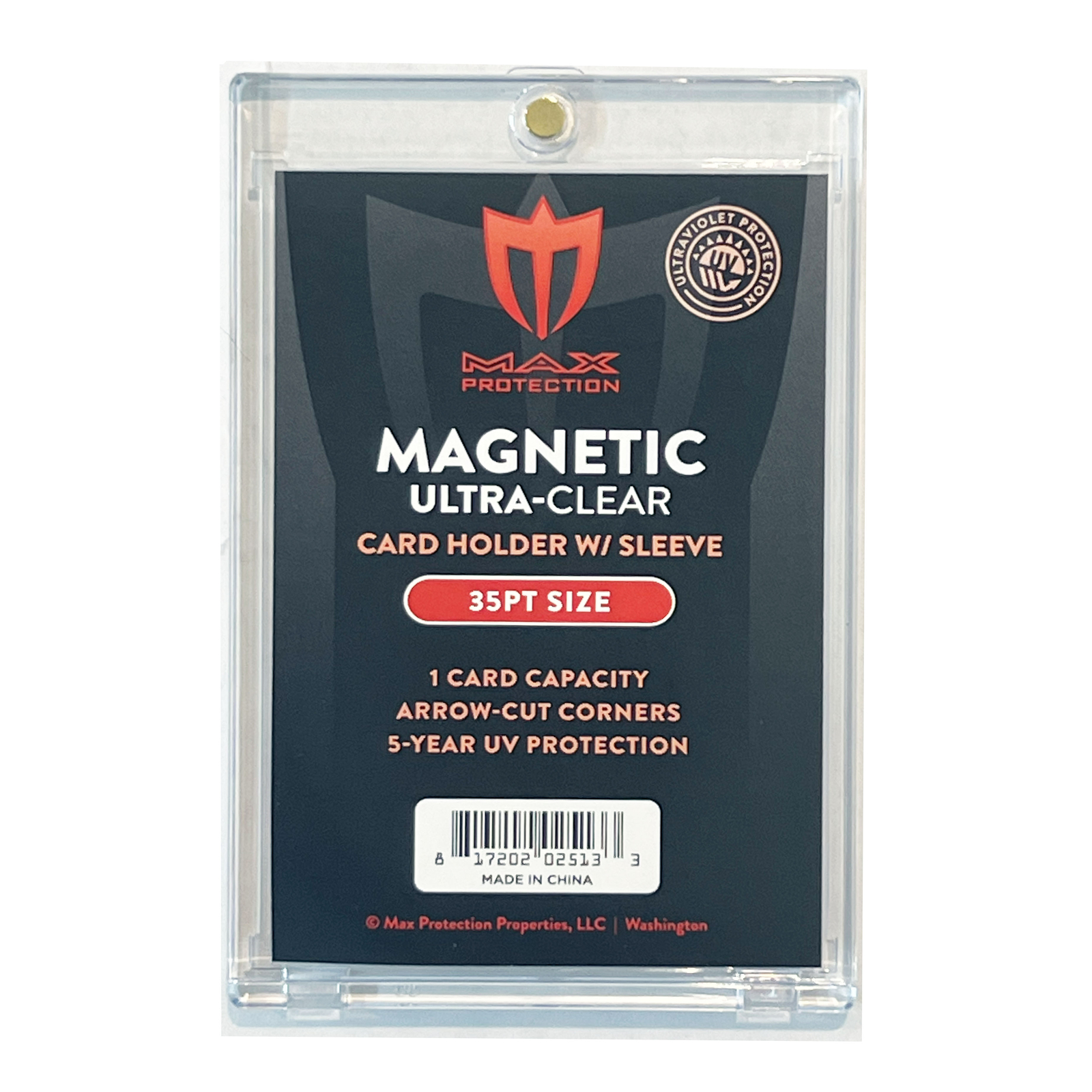 200ct Max Pro UV Ultra Clear Magnetic Card Holder 35pt w/Soft Sleeve Size