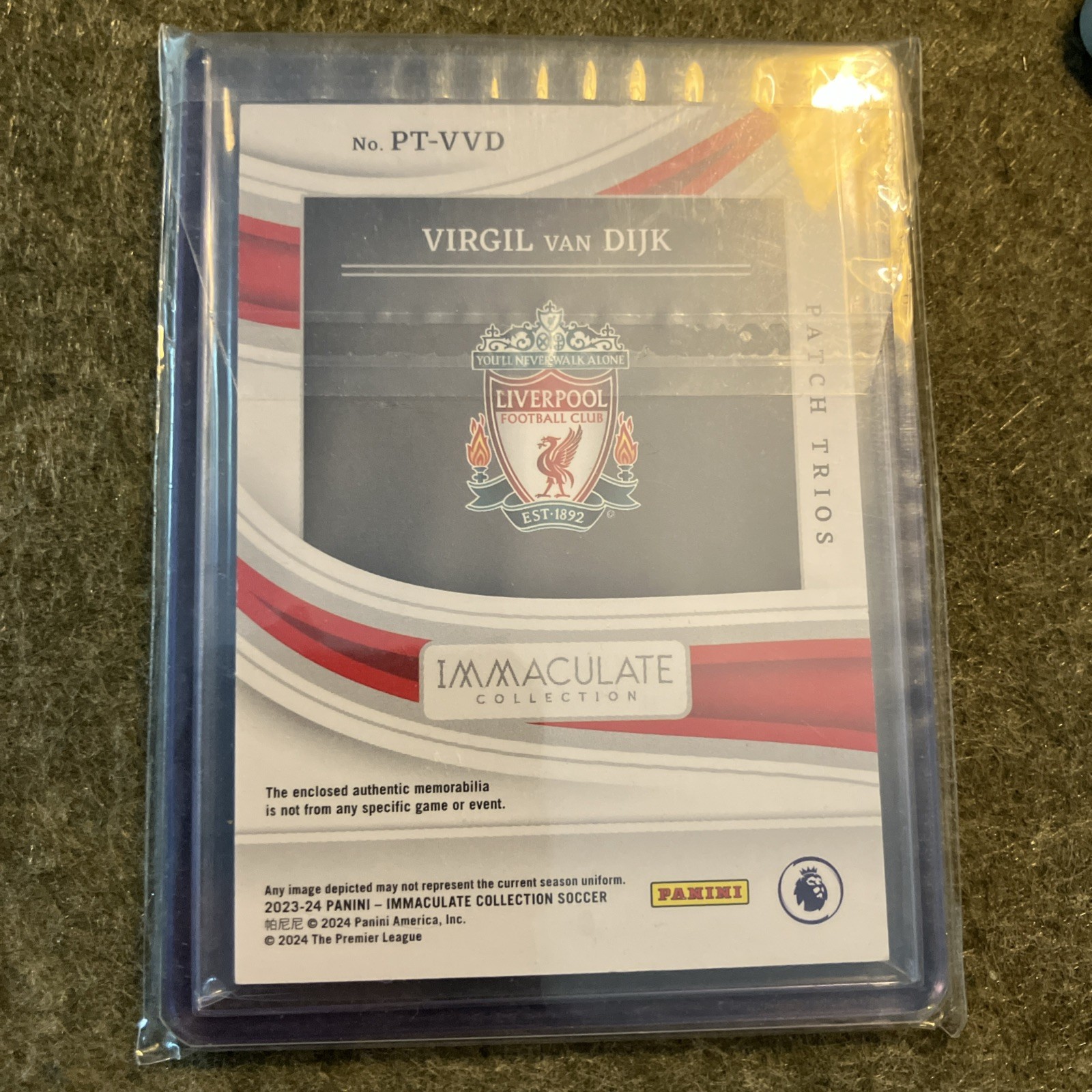 2023-24 Panini Immaculate Collection PT-VVD Virgil van Dijk Triple Patch 1/12