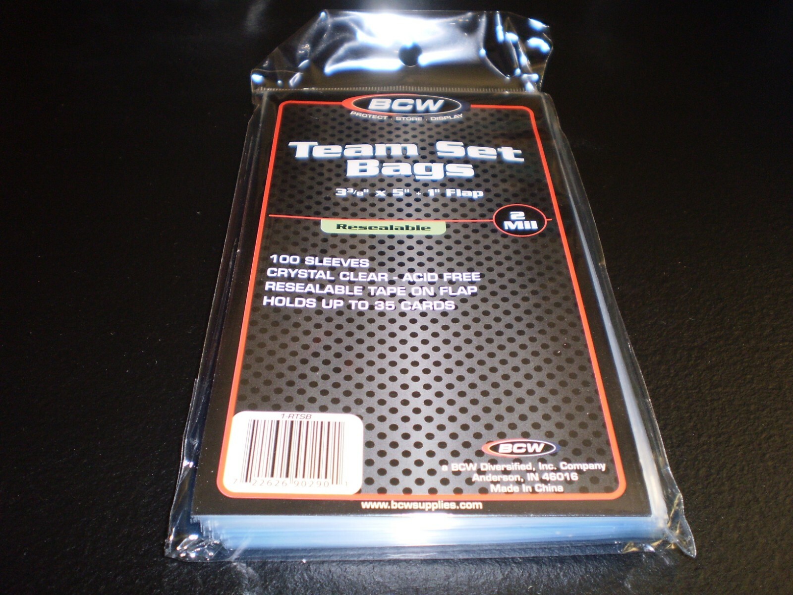 BCW Team Set Bags NEW 100 Sleeves Per Pack Acid Free Crystal Clear