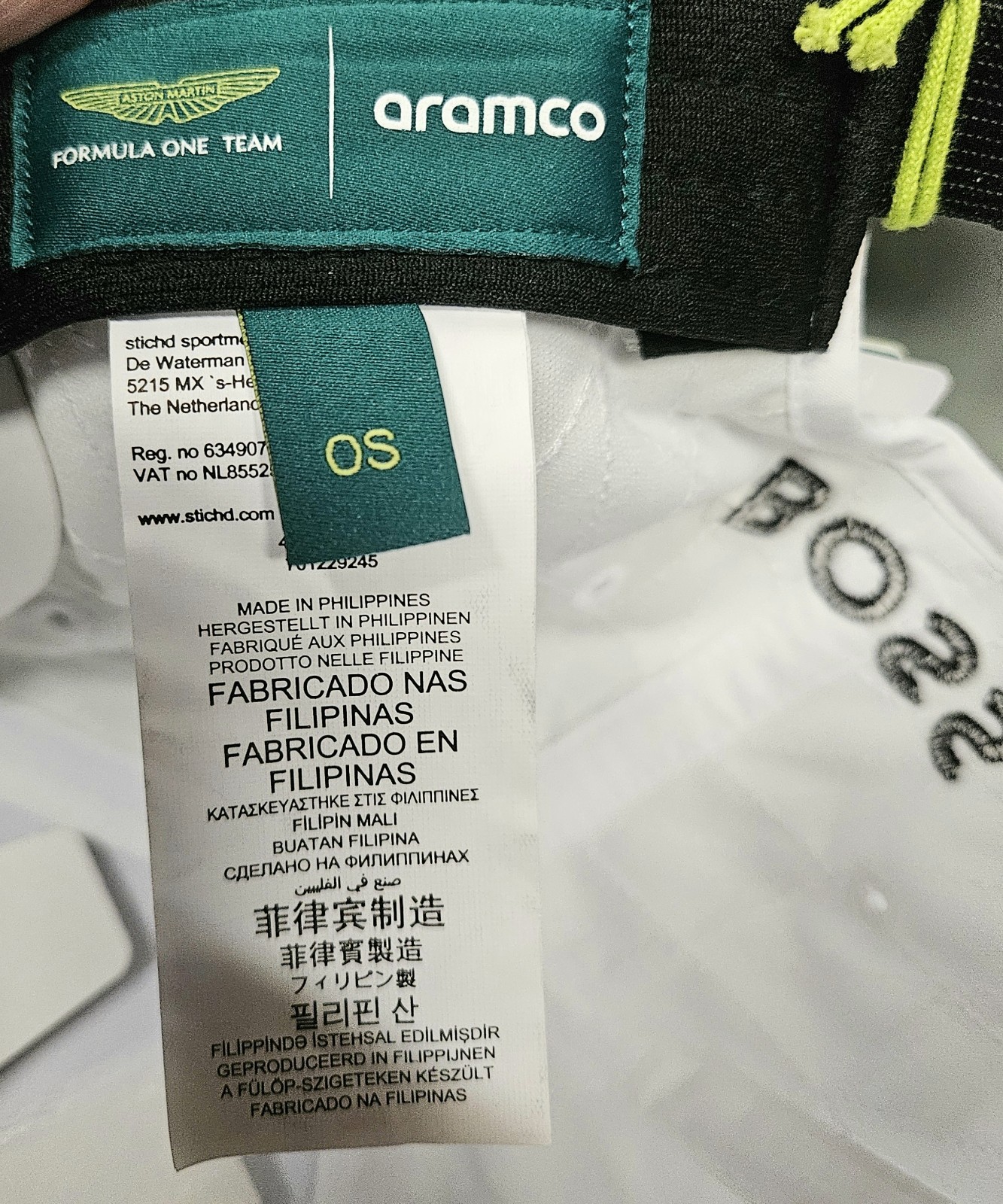Aston Martin Aramco Formula One Team Cap White Adult Strapback Adjustable NWT