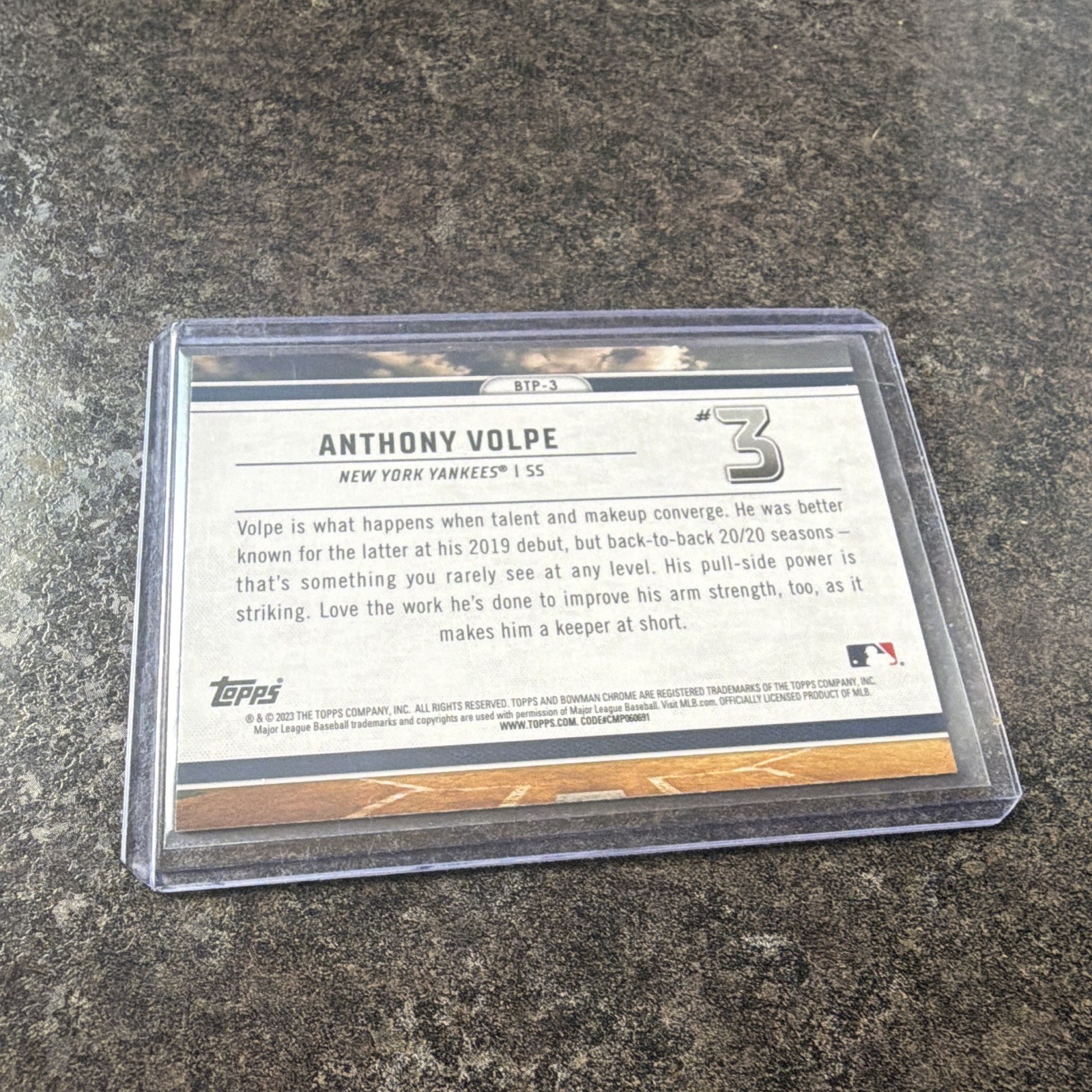 Topps 2023 Bowman Scouts Top 100 Anthony Volpe New York Yankees BTP-3
