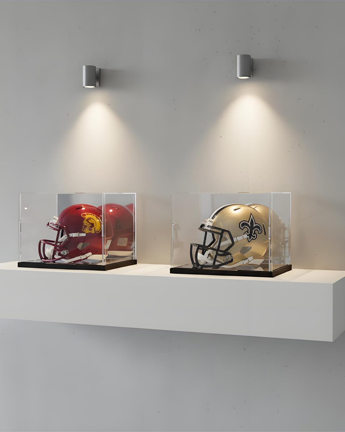 Mini Helmet Display Case with UV Protection & Mirror Back | Clear Acrylic Showca