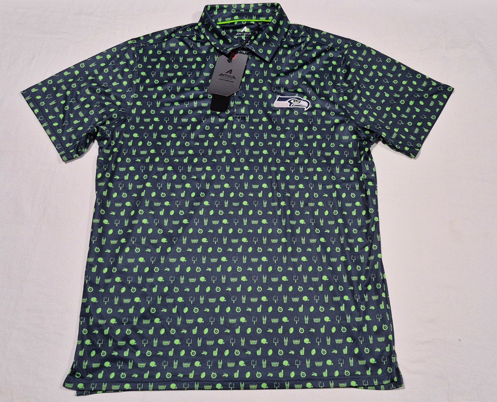 Antigua Seattle Seahawks NFL Men’s Blue-Green Layout Performance Polo Shirt
