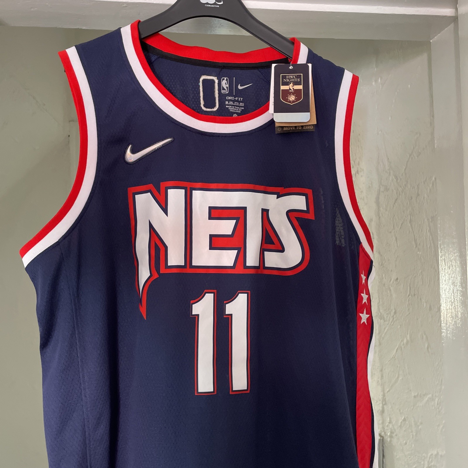 NWT Nike Kyrie Irving Brooklyn Nets #11 Navy Blue City Swingman Jersey 56 XXL