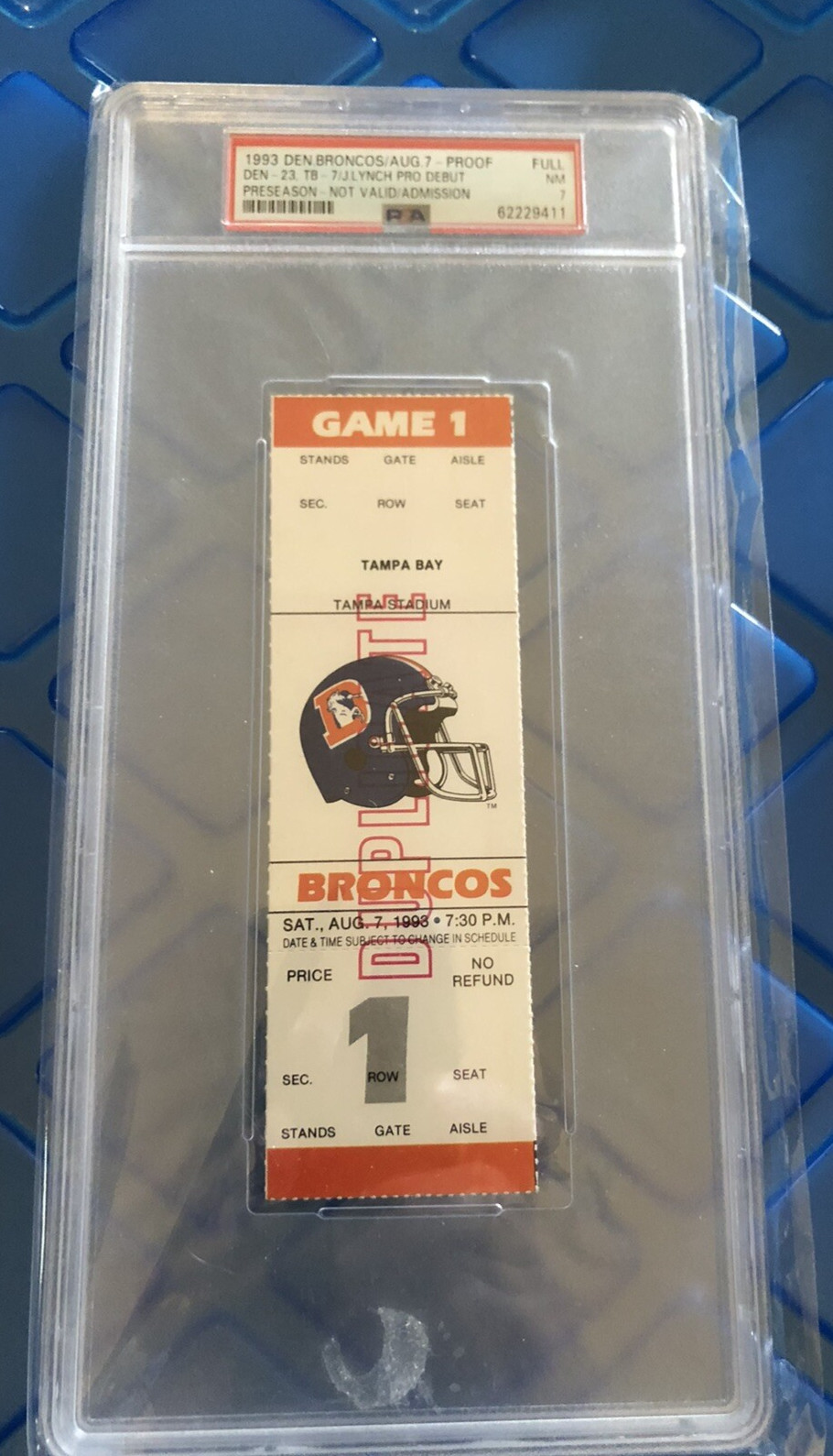 JOHN LYNCH, 1993 PRO DEBUT, FULL Ticket, PSA 7 Near Mint, Hall of Fame, RARE!!!