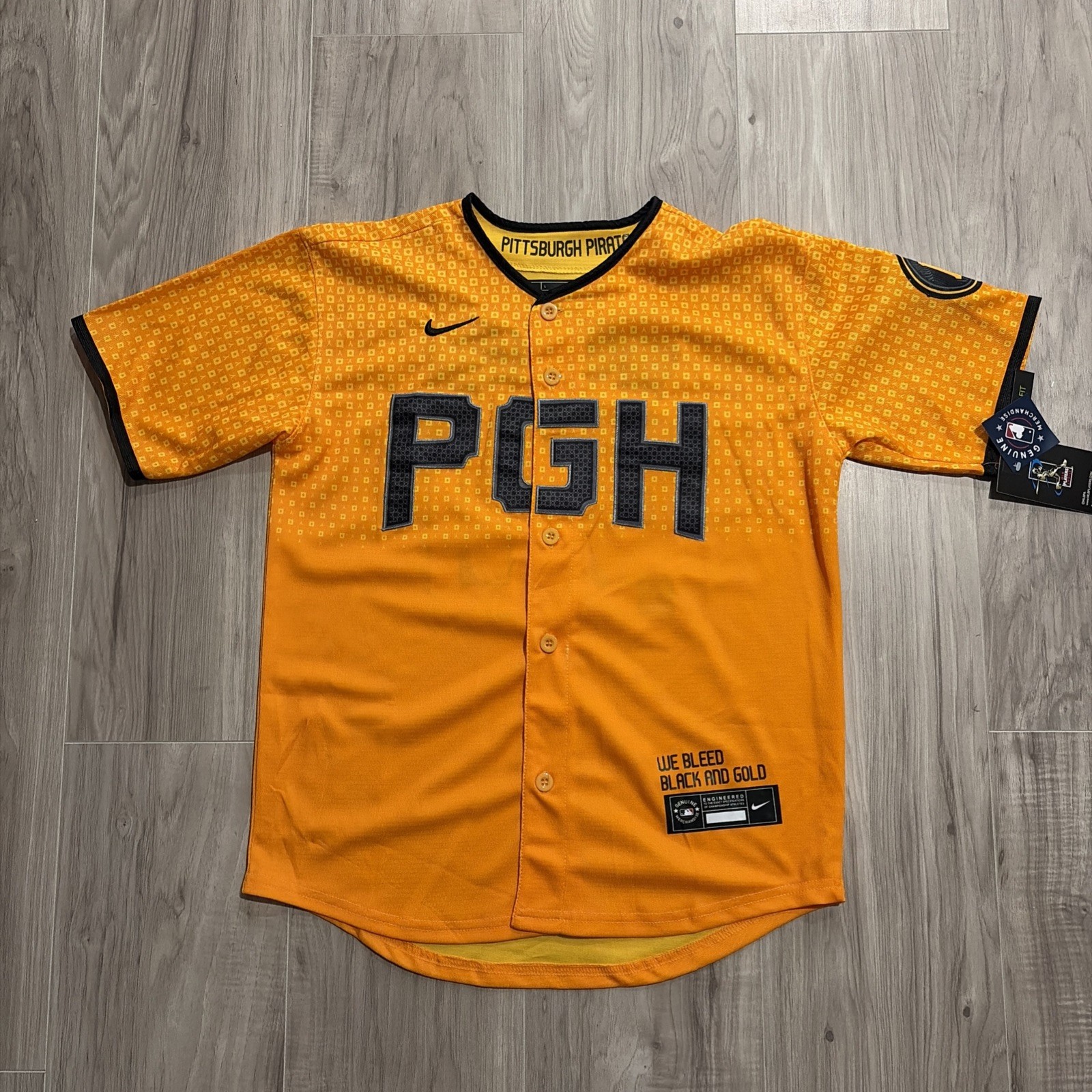 YOUTH LARGE #30 Paul Skenes – City Connect stitched jersey – Gold Yellow