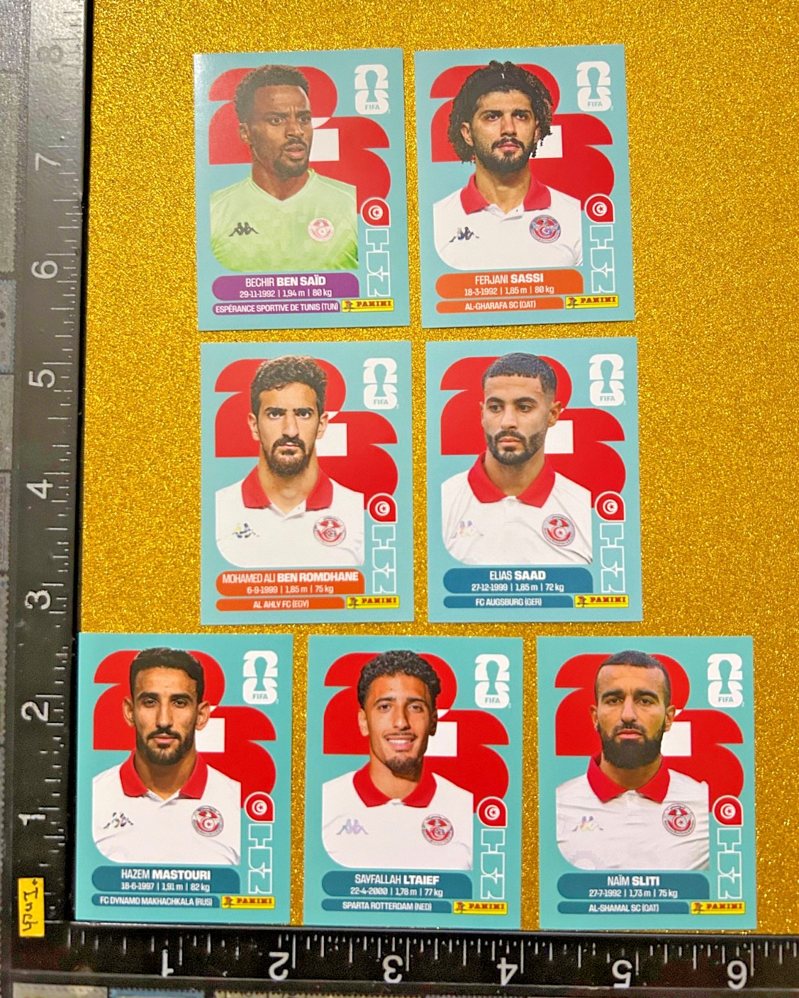 PANINI STICKERS WORLD CUP 2026 USA-MEX-CAN, SET OF 7 BLUE, TUNISIA TEAM