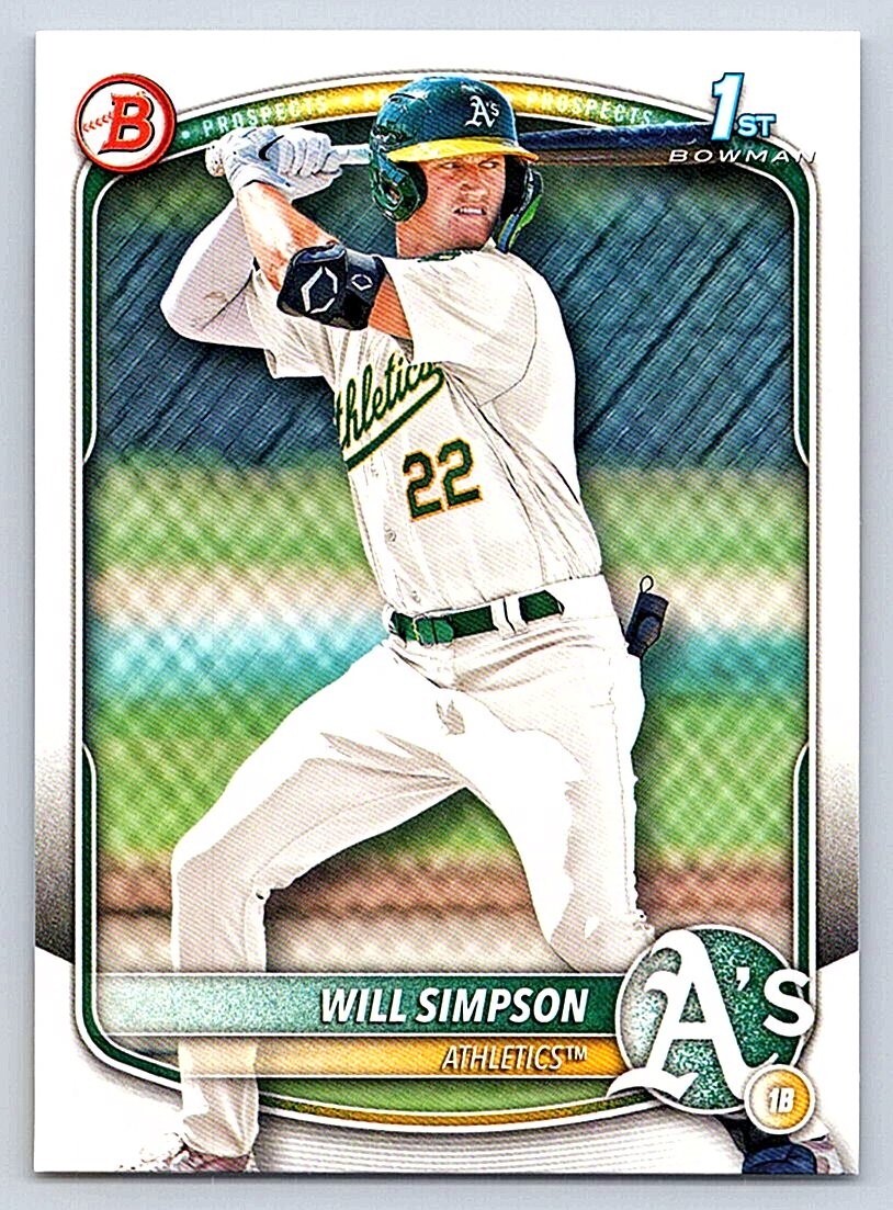 WILL SIMPSON A’s RC 1st card 2025 BOWMAN PROSPECTS #BP-35