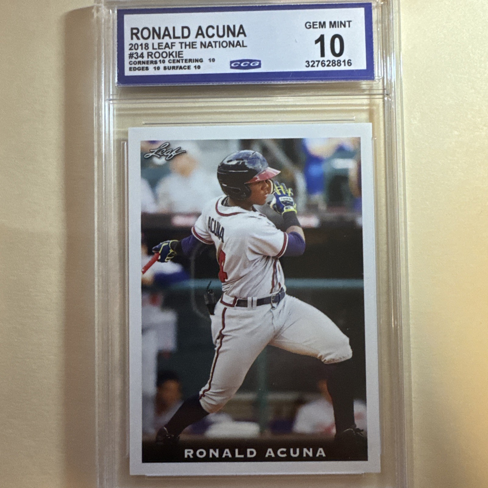 2018 leaf the National #34 Ronald Acuna Jr RC Gem Mint 10 🔥