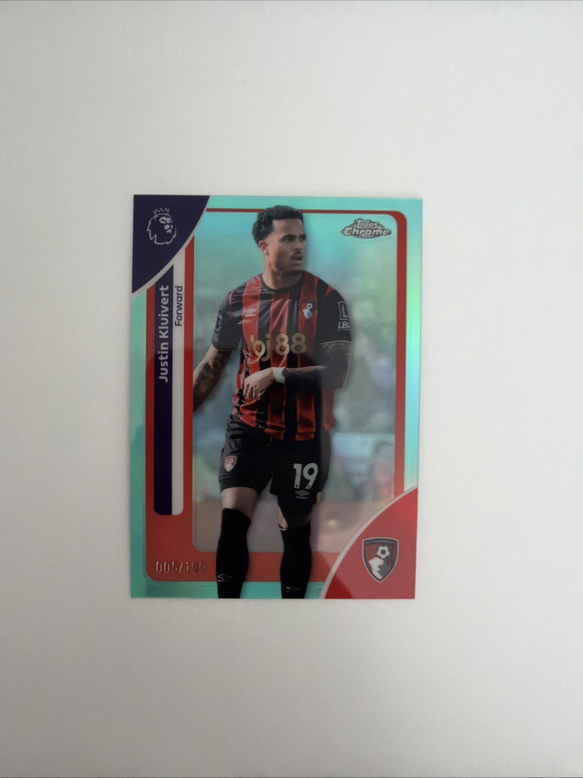 2025-26 Topps Chrome Premier League – Justin Kluivert #1 Teal Refractor /299