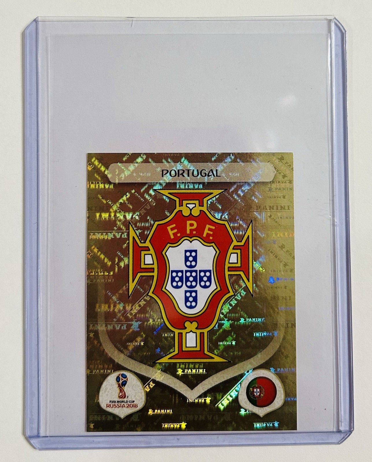 2018 Panini FIFA World Cup Stickers Portugal Team Logo PINK BACK