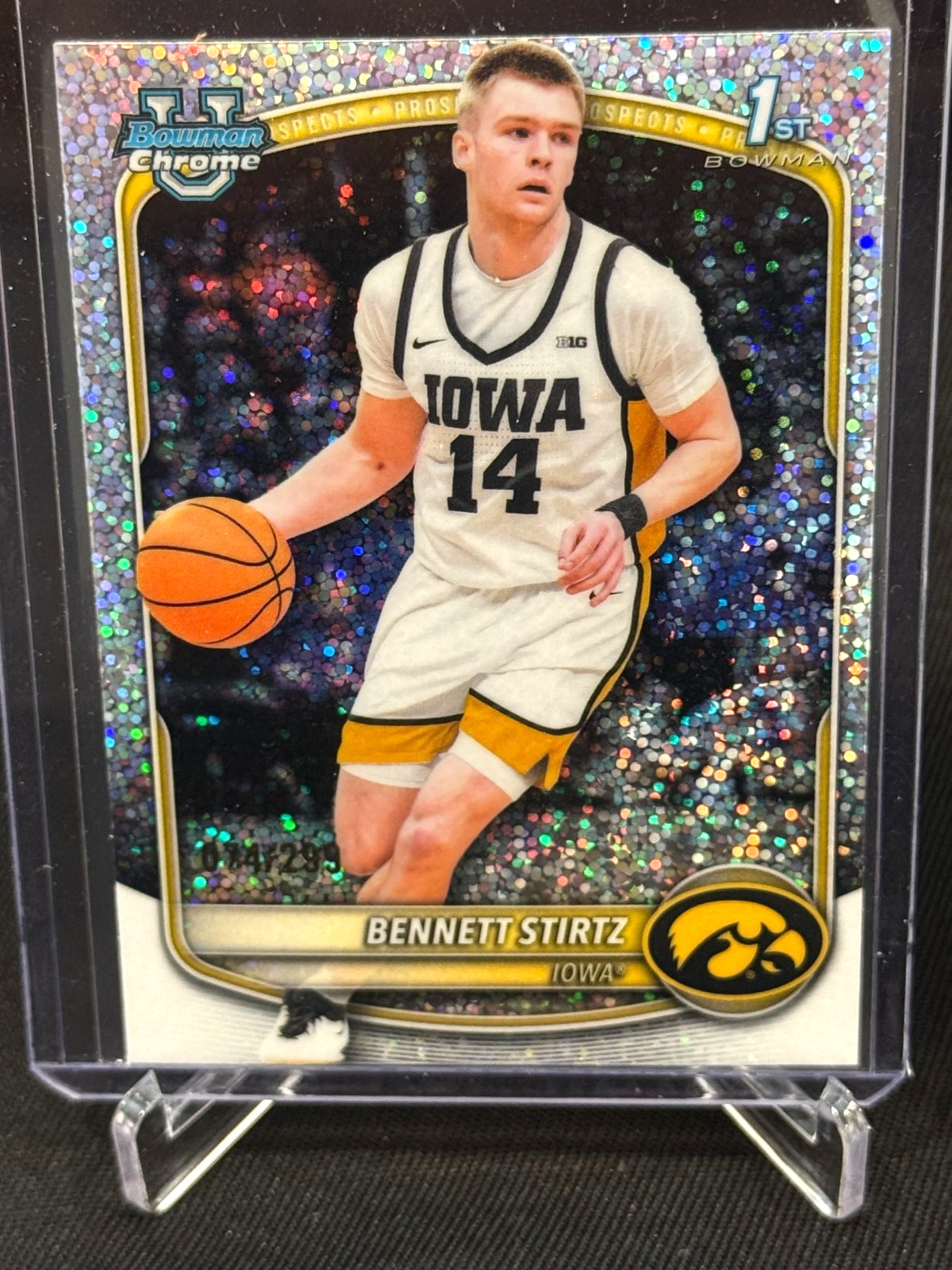 2025-26 Bowman Bennett Stirtz Chrome Speckle Refractor 1st #74/299 Hawkeyes