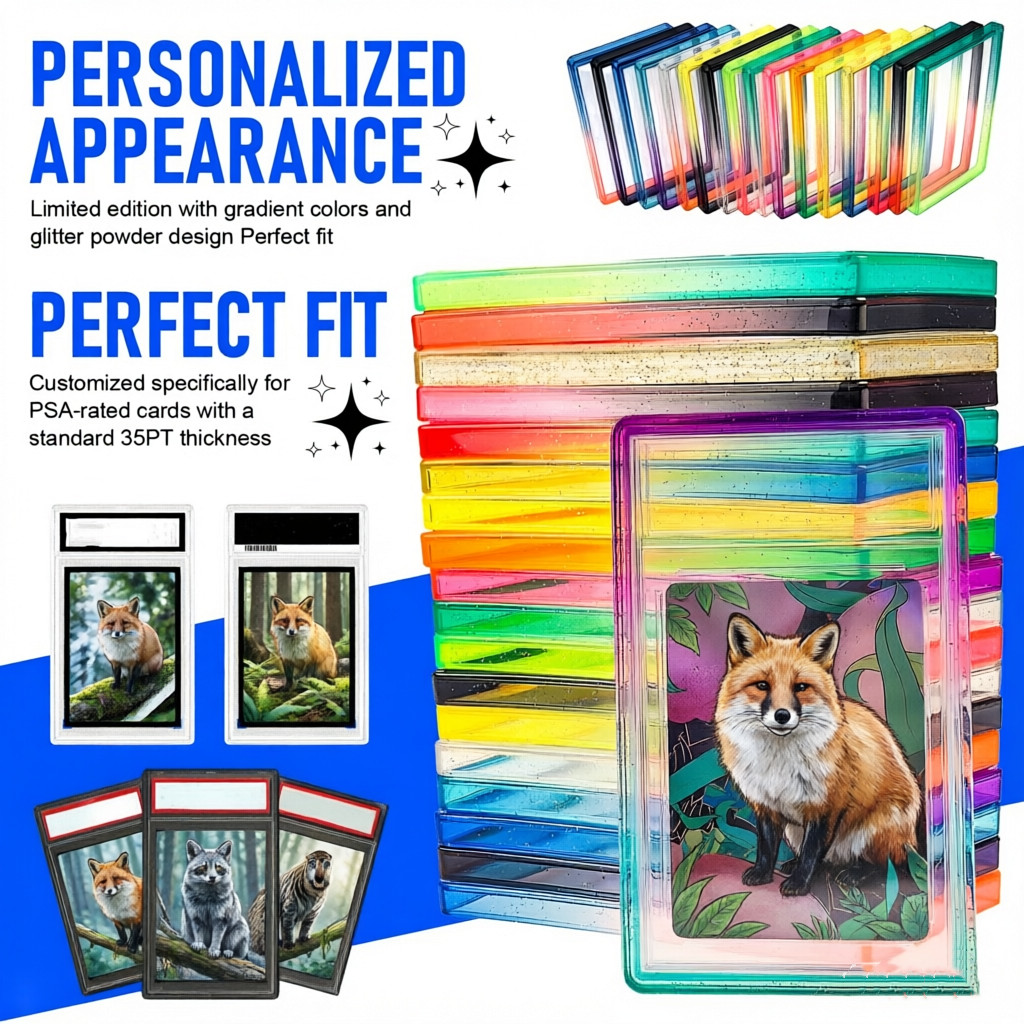 1/5/10pcs Gradient Bumper Guard Case for 35PT PSA Graded Card Slab W/ Back Panel