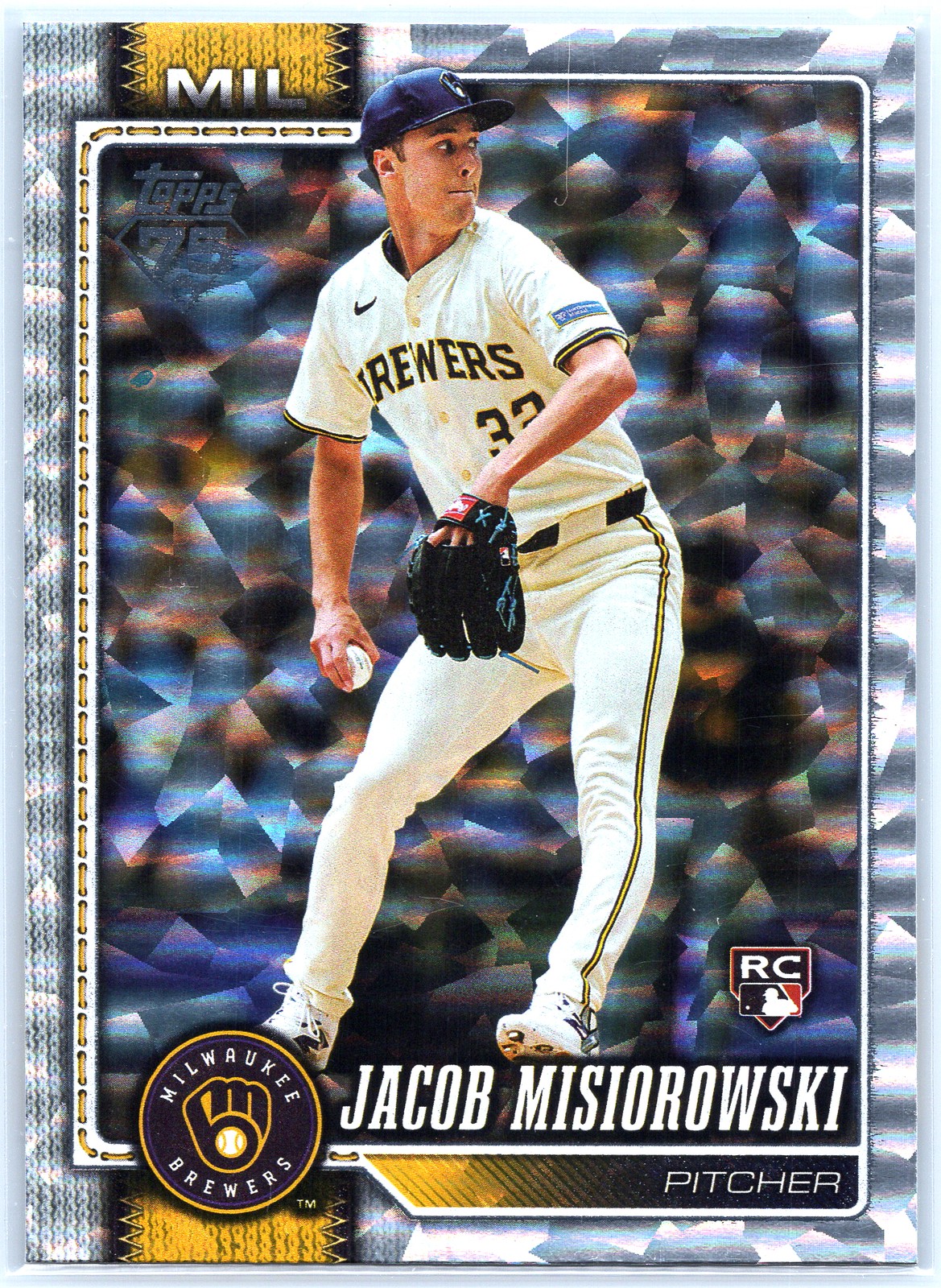 2026 Topps Jacob Misiorowski 10 Silver Crackle Foil Milwaukee Brewers