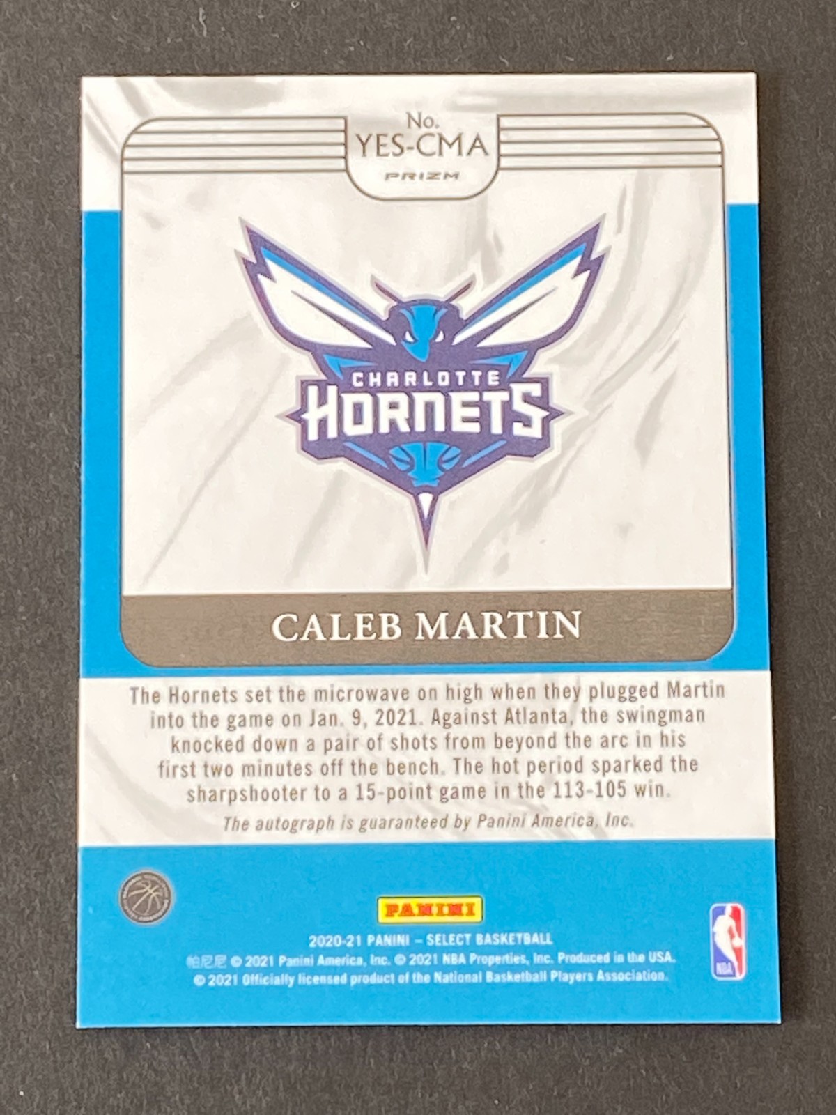 Caleb Martin 2020-21 Panini Select #YES-CMA Youth Explosion Auto Silver Prizm
